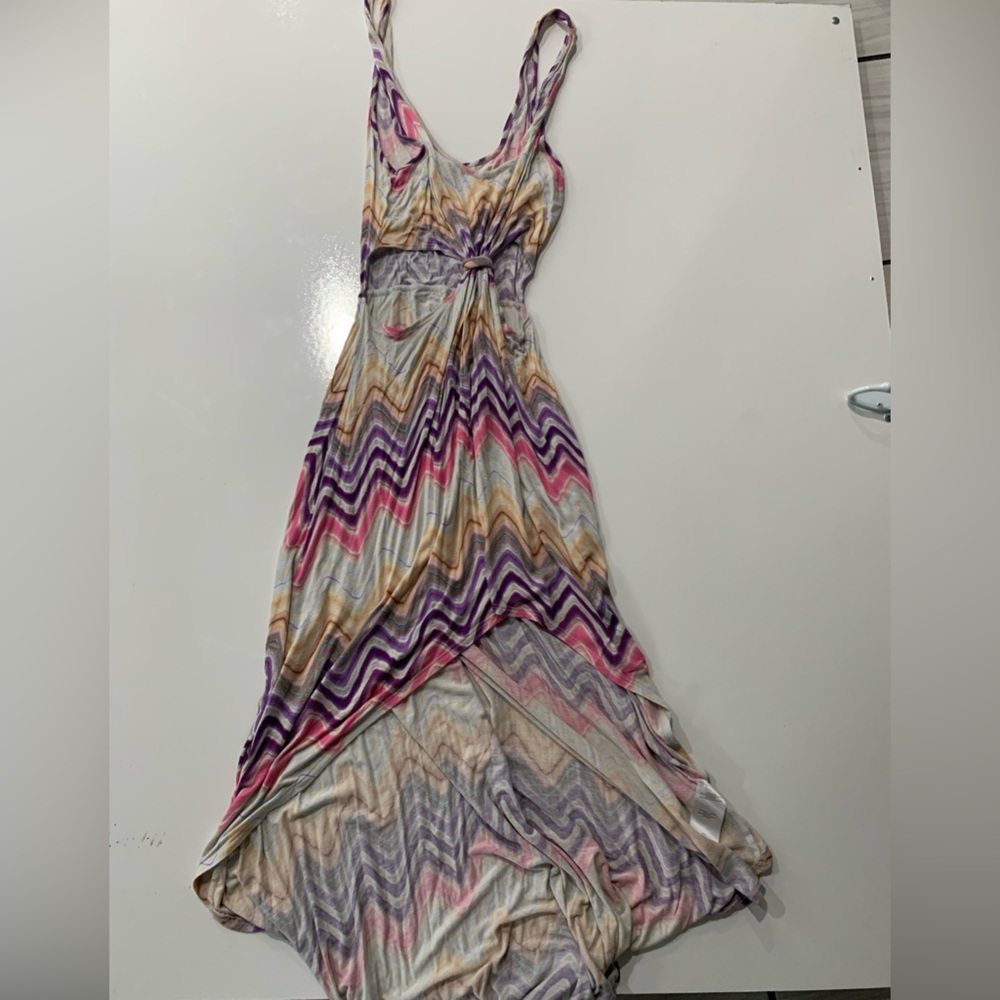 2Bebe Pink and Purple Chevron Dress size small cutout design